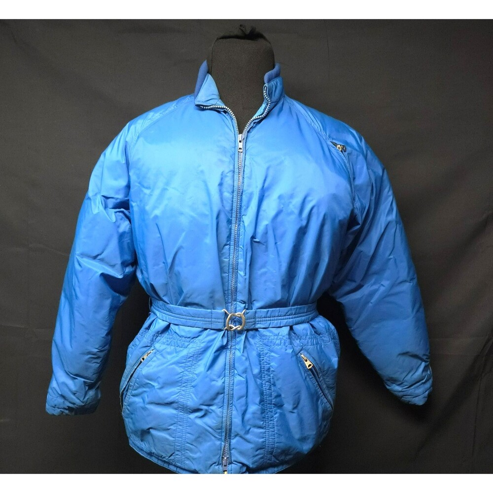 Vintage 1960s Gerry Ski Jacket Men’s L Blue USA Down Parka Belted Puffer